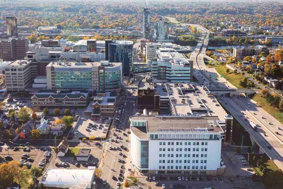 Aerial photo of downtown Grand Rapids